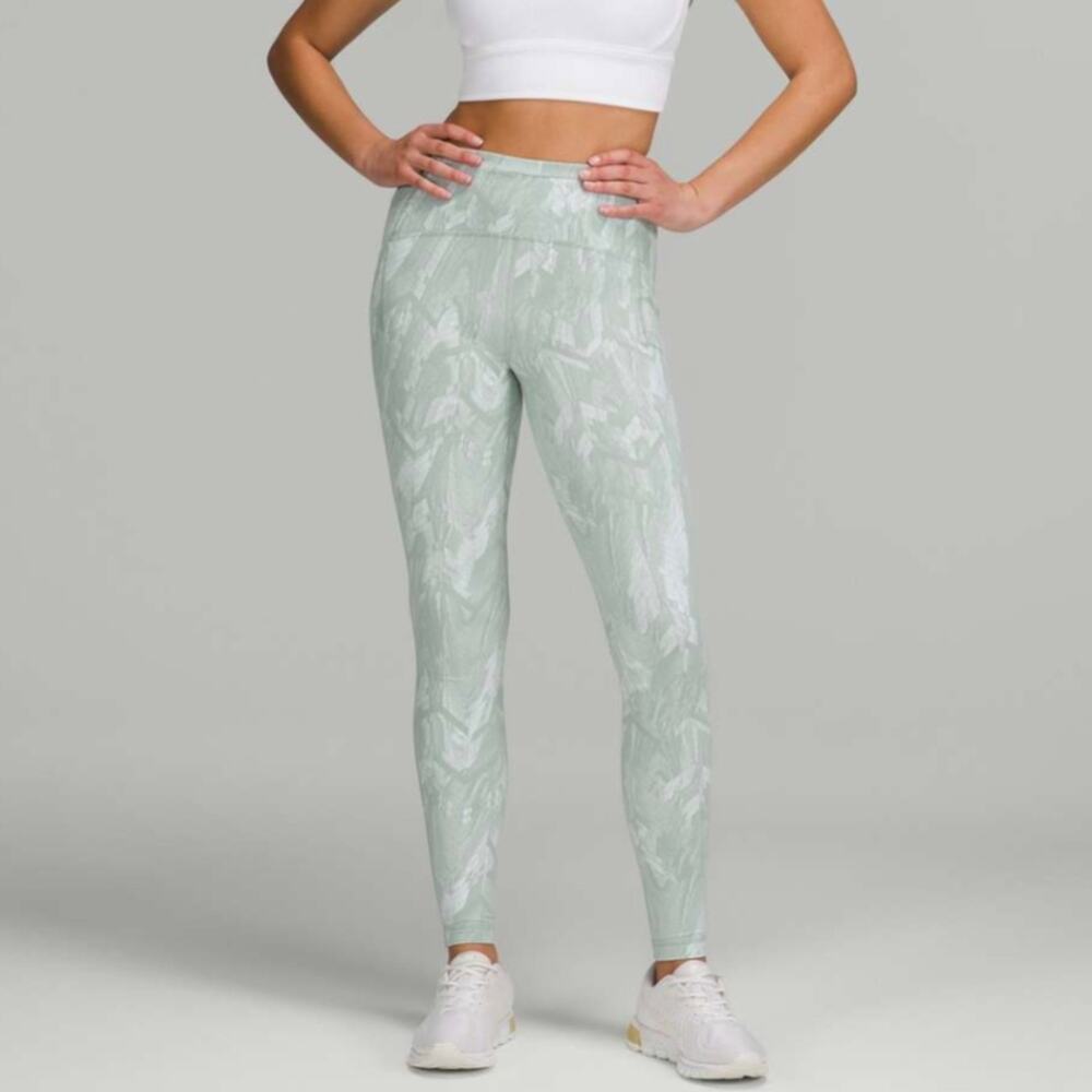 Lululemon Athletica Light Green Patterned Leggings